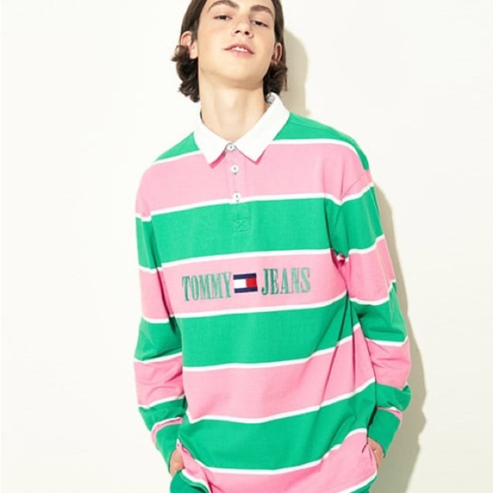 Tommy Hilfiger | Pink and Green Polo